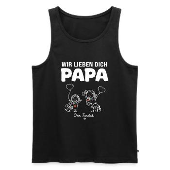 Wir lieben dich Papa dein Fanclub 2 Mädchen - Männer Premium Bio Tank Top - Schwarz - Vorne - Michal (187cm)