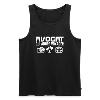 Voyageurs & Avocats : Passion & Découverte - Débardeur bio Premium Homme - noir - Devant - Michal (187cm)