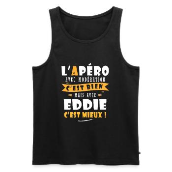 Eddie cadeau Humour personnalisé cadeau eddie - Débardeur bio Premium Homme - noir - Devant - Michal (187cm)