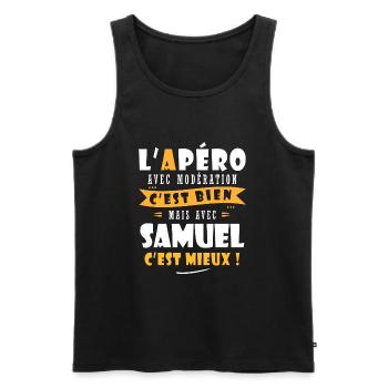 Samuel cadeau Humour personnalisé cadeau samuel - Débardeur bio Premium Homme - noir - Devant - Michal (187cm)