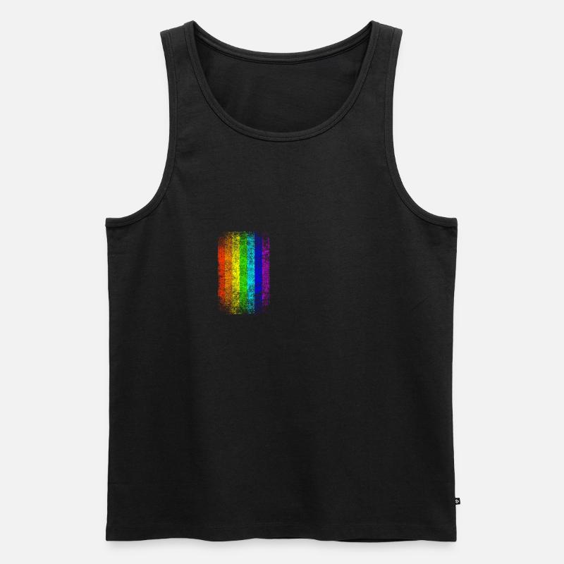 Peace Regenbogen Flagge - Männer Premium Bio Tank Top - Schwarz