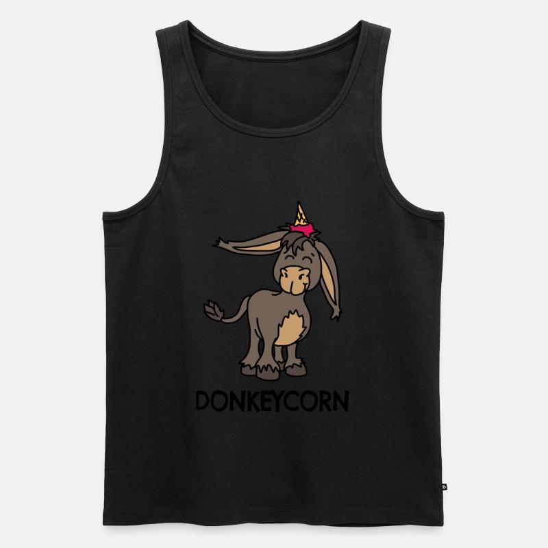 Esel Einhorn Donkeycorn - Männer Premium Bio Tank Top - Schwarz