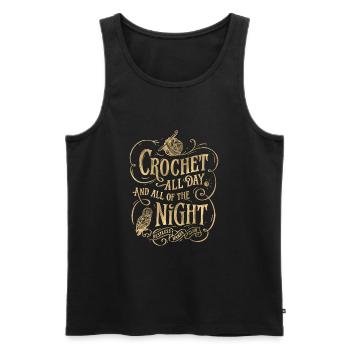 CROCHET ALL NIGHT/ Or - Débardeur bio Premium Homme - noir - Devant - AI Model Male 178 light (178cm)