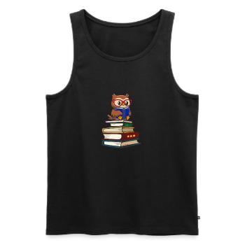 Eule - Männer Premium Bio Tank Top - Schwarz - Vorne - Michal (187cm)