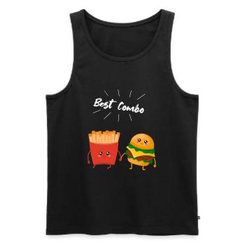 Burger & Fries Couple Cadeau pour les amateurs de frites - Débardeur bio Premium Homme - noir - Devant - Michal (187cm)