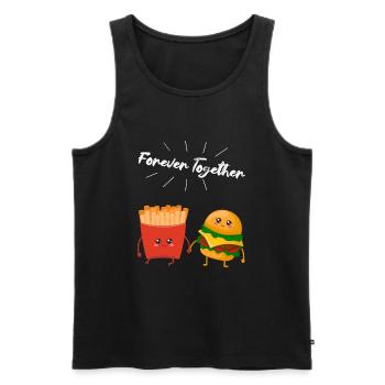 Burger & Fries Couple Cadeau pour les amateurs de frites - Débardeur bio Premium Homme - noir - Devant - Michal (187cm)