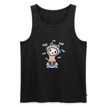 Lama - Männer Premium Bio Tank Top - Schwarz - Vorne - AI Model Male 178 light (178cm)