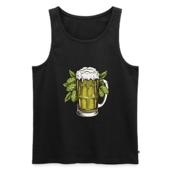 Verre à bière Houblon Bière - Débardeur bio Premium Homme - noir - Devant - AI Model Male 178 light (178cm)