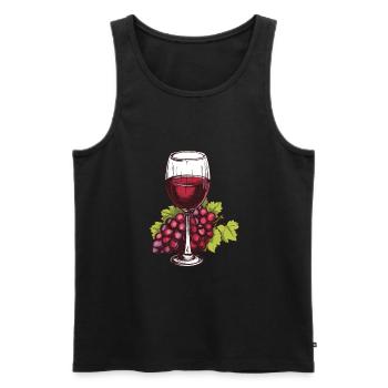 Wine Glass Grapes Wine - Men's Premium Organic Tank Top - black - Front - AI Model Male 178 light (178cm)