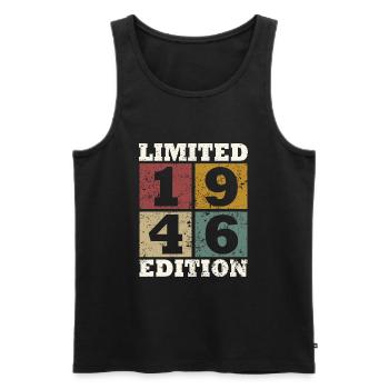 Vintage Cadeau 1946 Anniversaire Édition limitée - Débardeur bio Premium Homme - noir - Devant - Michal (187cm)