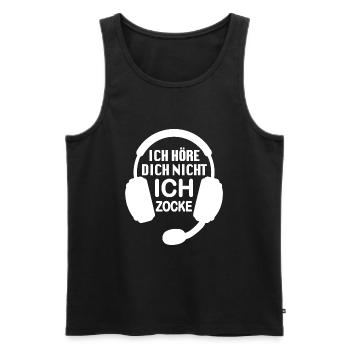 Ich hör dich nicht ich zocke | Spruch für Gamer - Männer Premium Bio Tank Top - Schwarz - Vorne - Michal (187cm)