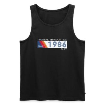 Funny Time Travel Birthday Design May 1986 - Men's Premium Organic Tank Top - black - Front - Michal (187cm)
