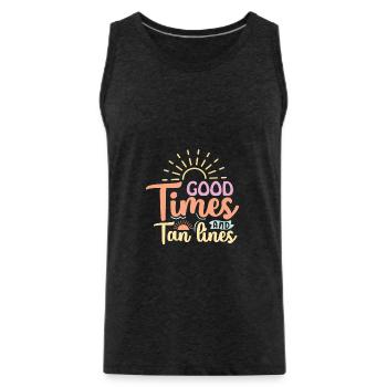 Good Times and Tan Lines - Men's Premium Organic Tank Top - charcoal grey - Front - Alexander (188cm)