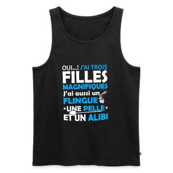 T-shirt pour Papa - J'ai trois Filles Magnifiques - Débardeur bio Premium Homme - noir - Devant - Michal (187cm)