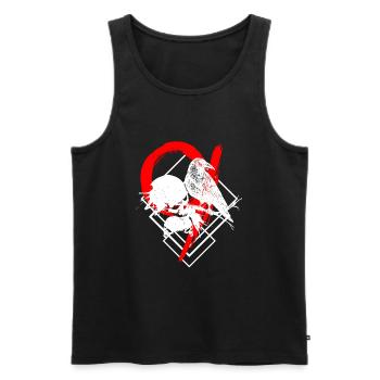 Raven Skull Trash Polka Tattoo Style - Men's Premium Organic Tank Top - black - Front - AI Model Male 178 light (178cm)