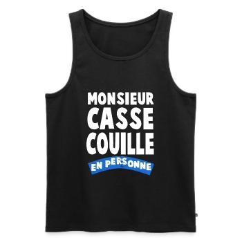 MONSIEUR CASSE COUILLE - Débardeur bio Premium Homme - noir - Devant - AI Model Male 178 light (178cm)