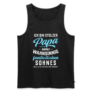 Ich bin stolzer Papa eines fantastischen Sohnes - Männer Premium Bio Tank Top - Schwarz - Vorne - Michal (187cm)