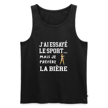 J'ai essayé le sport mais je préfère la bière - Débardeur bio Premium Homme - noir - Devant - Michal (187cm)