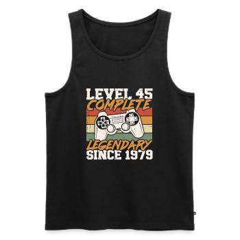 45th Birthday Level 45 Complete Né en 1979 - Débardeur bio Premium Homme - noir - Devant - AI Model Male 178 light (178cm)