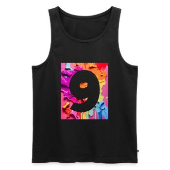 NR. 9 NUMMER 9 BUNT 9. GEBURTSTAG - Männer Premium Bio Tank Top - Schwarz - Vorne - AI Model Male 178 light (178cm)