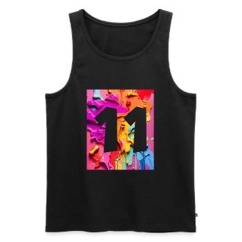 NR. 11 NUMMER 11 BUNT 11. GEBURTSTAG - Männer Premium Bio Tank Top - Schwarz - Vorne - Michal (187cm)