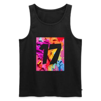 NR. 17 NUMMER 17 BUNT 17. GEBURTSTAG - Männer Premium Bio Tank Top - Schwarz - Vorne - AI Model Male 178 light (178cm)