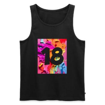 NON. 18 NUMÉRO 18 COLORÉ 18E ANNIVERSAIRE - Débardeur bio Premium Homme - noir - Devant - Michal (187cm)