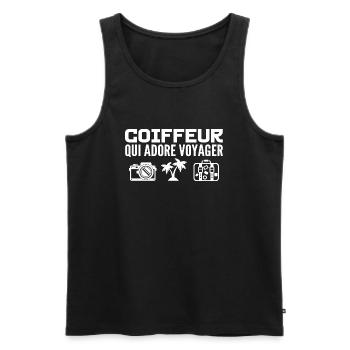 Reisende & Friseure: Leidenschaft & Entdeckung - Männer Premium Bio Tank Top - Schwarz - Vorne - AI Model Male 178 light (178cm)