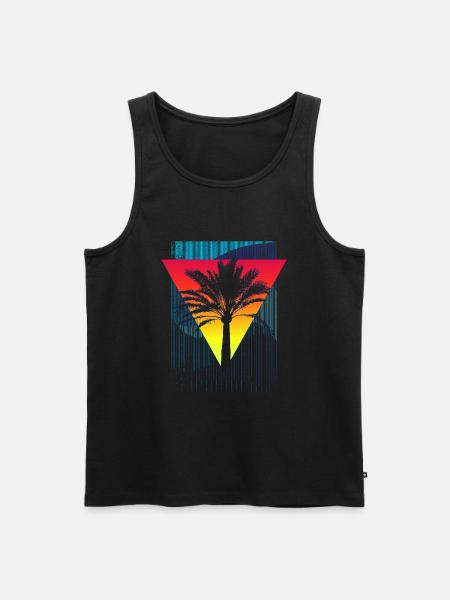 Palm Tree (Triangle, Stripe) - Men's Premium Organic Tank Top - black