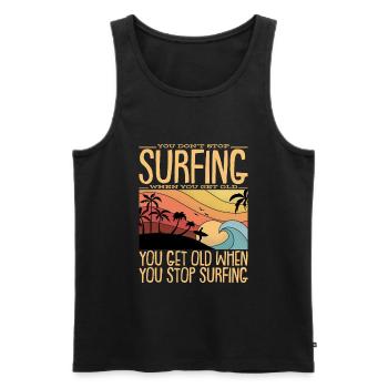 Cadeau de surfeur surfeur rétro fille - Débardeur bio Premium Homme - noir - Devant - Michal (187cm)