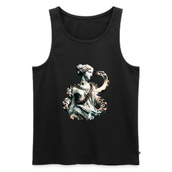 Aphrodite und Schlange mit Double Exposure Effekt - Männer Premium Bio Tank Top - Schwarz - Vorne - AI Model Male 178 light (178cm)