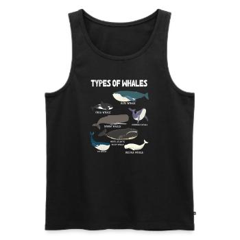 Types de baleines Whale Lovers Whales Espèces de baleines - Débardeur bio Premium Homme - noir - Devant - AI Model Male 178 light (178cm)