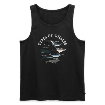 Types de baleines Whale Lovers Whales Espèces de baleines - Débardeur bio Premium Homme - noir - Devant - AI Model Male 178 light (178cm)