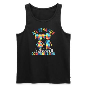 Tout comportement est une forme de communication - Débardeur bio Premium Homme - noir - Devant - AI Model Male 178 light (178cm)
