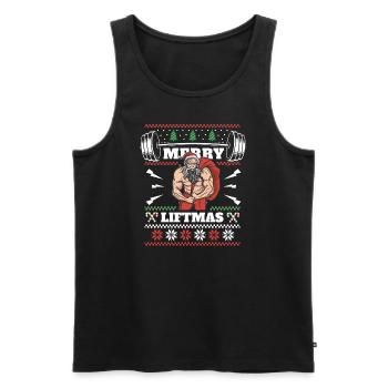 Merry Liftmas - Christmas Bodybuilder Gym Workout - Männer Premium Bio Tank Top - Schwarz - Vorne - Michal (187cm)