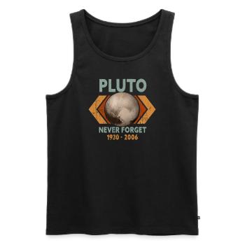 Never Forget Pluto Design Retro Style Funny Space - Männer Premium Bio Tank Top - Schwarz - Vorne - AI Model Male 178 light (178cm)