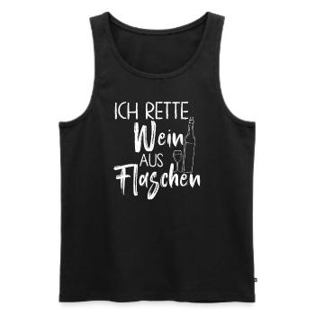 Ich Rette Wein Aus Flaschen - Männer Premium Bio Tank Top - Schwarz - Vorne - Michal (187cm)