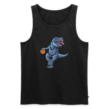T-rex de basket-ball - Débardeur bio Premium Homme - noir - Devant - Michal (187cm)