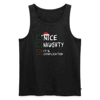 Nice Naughty C’est compliqué Liste de Noël Père Noël - Débardeur bio Premium Homme - noir - Devant - AI Model Male 178 light (178cm)