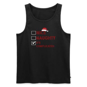 Nice Naughty C’est compliqué Liste de Noël Père Noël - Débardeur bio Premium Homme - noir - Devant - AI Model Male 178 light (178cm)