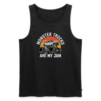 Les Monster Trucks sont ma jam vintage rétro - Débardeur bio Premium Homme - noir - Devant - Michal (187cm)