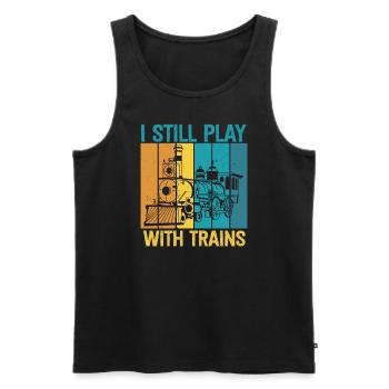 I Still Play With Trains Locomotive Engine Drivers - Männer Premium Bio Tank Top - Schwarz - Vorne - Michal (187cm)