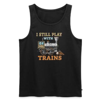 I Still Play With Trains Locomotive Engine Drivers - Männer Premium Bio Tank Top - Schwarz - Vorne - Michal (187cm)