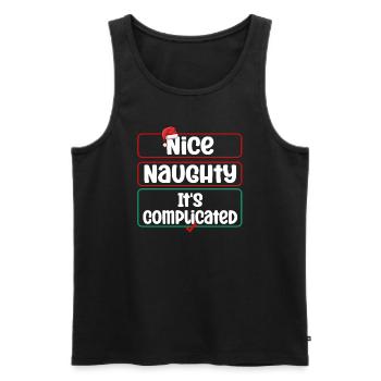 Nice Naughty C’est compliqué Liste de Noël Père Noël - Débardeur bio Premium Homme - noir - Devant - AI Model Male 178 light (178cm)