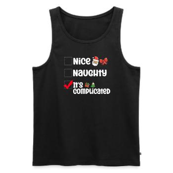 Nice Naughty C’est compliqué Liste de Noël Père Noël - Débardeur bio Premium Homme - noir - Devant - AI Model Male 178 light (178cm)