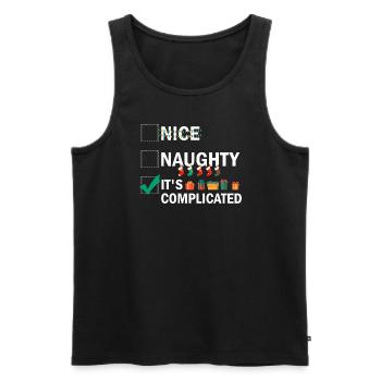 Nice Naughty C’est compliqué Liste de Noël Père Noël - Débardeur bio Premium Homme - noir - Devant - AI Model Male 178 light (178cm)