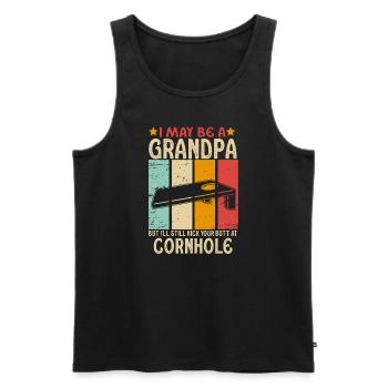 I May Be A Grandpa But I'll Still Kick Cornhole - Men's Premium Organic Tank Top - black - Front - Michal (187cm)