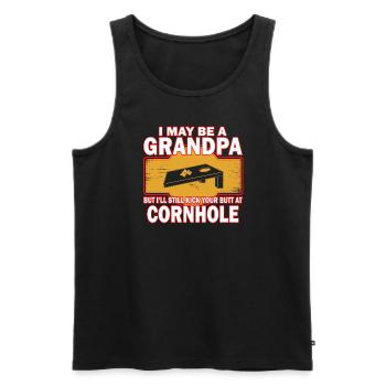 I May Be A Grandpa But I'll Still Kick Cornhole - Men's Premium Organic Tank Top - black - Front - Michal (187cm)