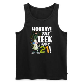 21th Bday Hooray The Leek Turns 21 Years Old - Männer Premium Bio Tank Top - Schwarz - Vorne - Michal (187cm)