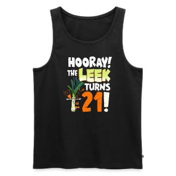 21th Bday Hooray The Leek Turns 21 Years Old - Men's Premium Organic Tank Top - black - Front - AI Model Male 178 light (178cm)
